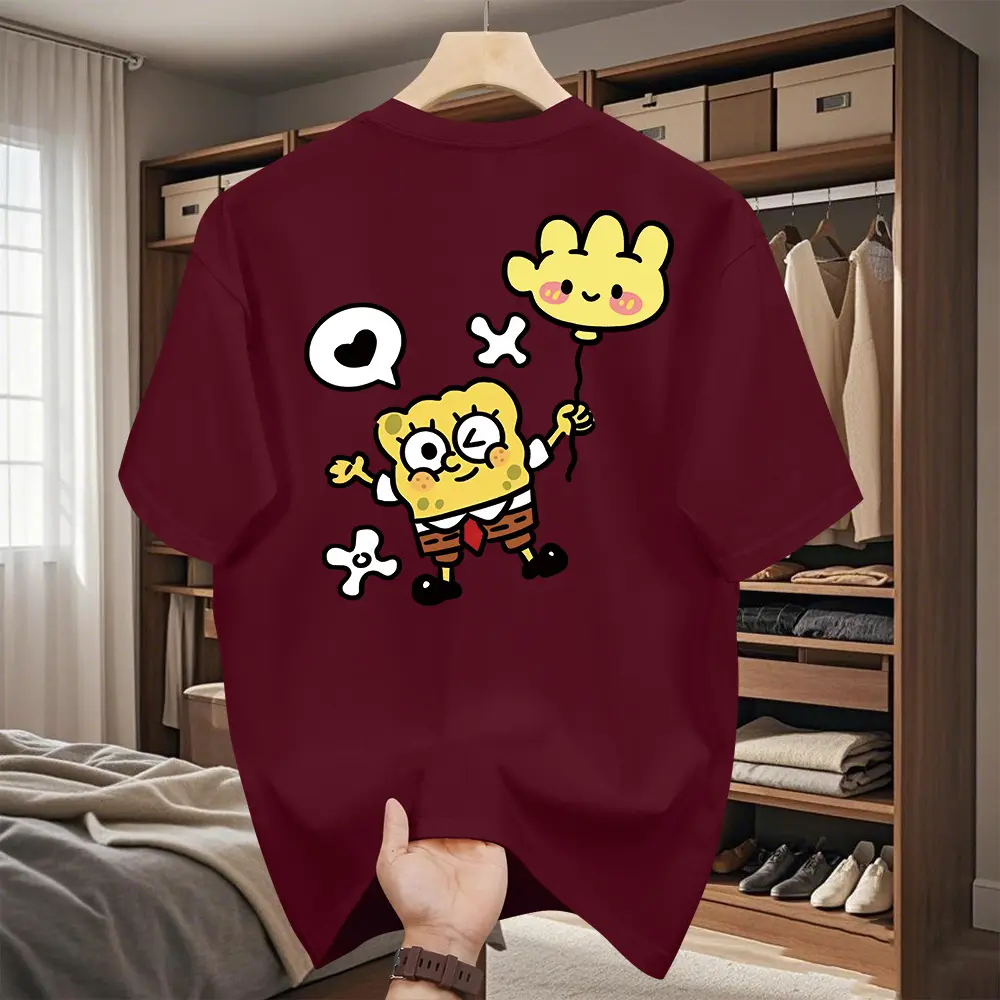 Áo Thun ngắn Tay In Hình SpongeBob SquarePants, Thời Trang, Thường Ngày Và Dáng Rộng Rãi, Làm Bằng Bông, Dành Cho Nam Giới, Áo Trên