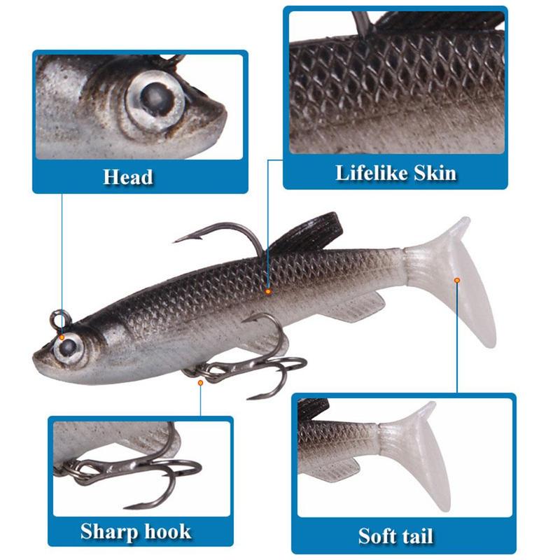 Product Introduction of T Tail Soft Bait Package Lead Fishing Bait Fake Bait Set 7 5cm 12g Bionic Double Hook Lure For B1O7 22