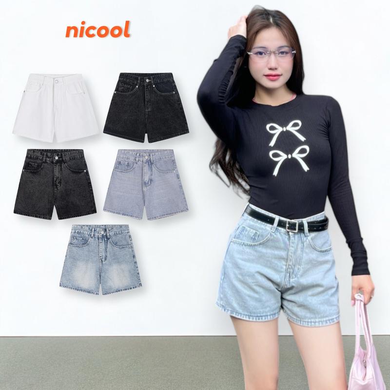 Quần Short Jean Nữ, Quần Đùi Nữ Form Ngắn Trẻ Trung Năng Động Nicool N41-D2