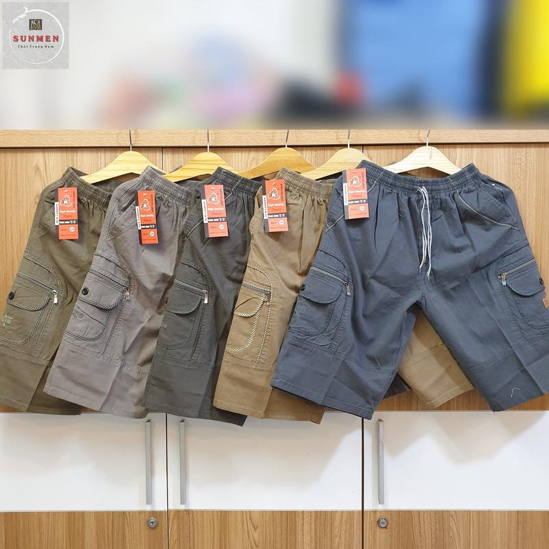 [LỤA VIỀN] Quần Short Nam Kaki Lụa Viền Túi Hộp Lưng Thun Co Giãn From Rộng Thoải Mái Có Túi Khóa Kéo Menswear Quần Lửng quần  short