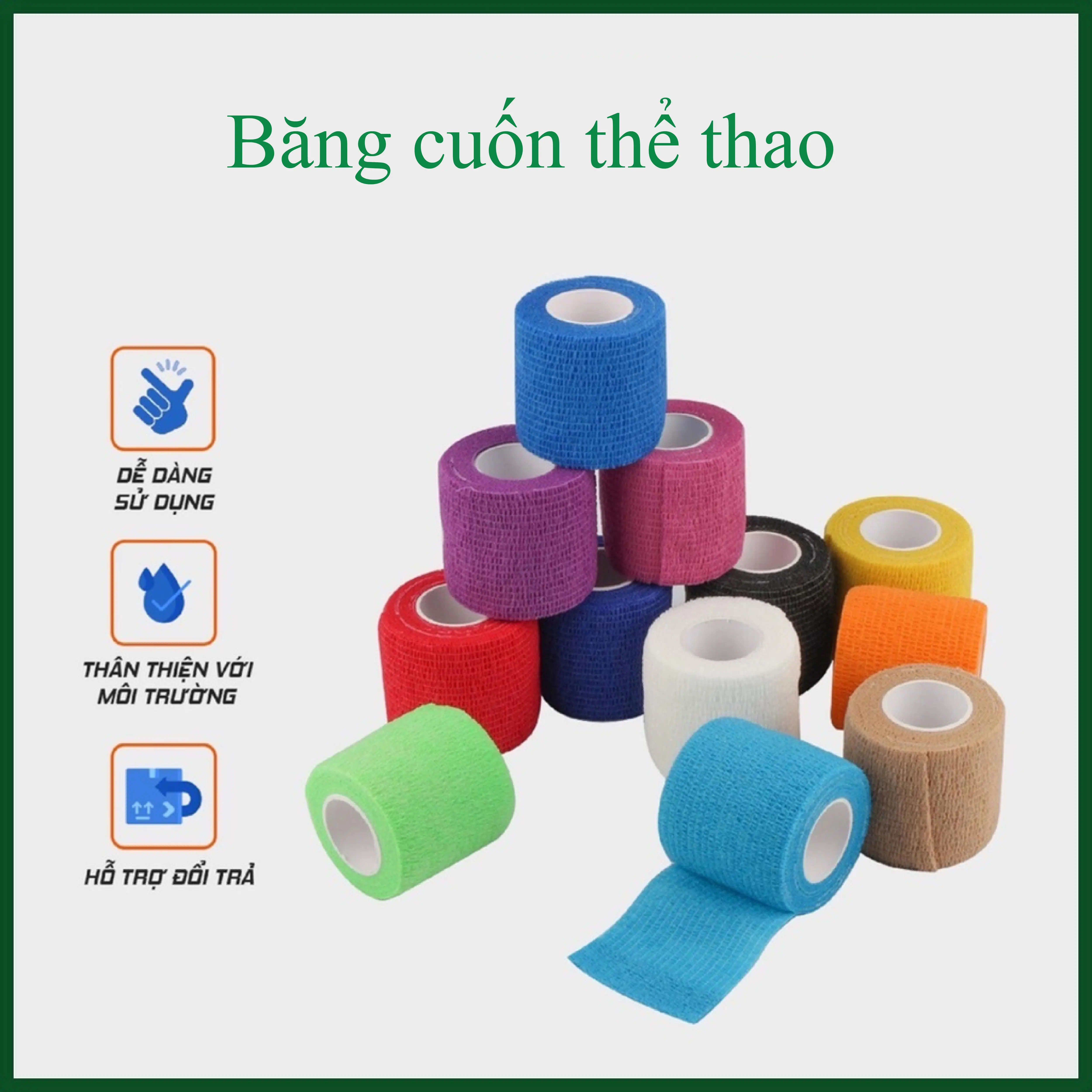 z BĂNG CUỐN THỂ THAO TỰ DÍNH GIẢM TRẤN THƯƠNG 5cm* 4,5m loại xịn Sport Thun