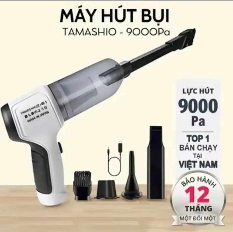 Máy Hút Bụi Cầm Tay Mini Cầm Tay TAMASHIO Nhật Bản Tặng Kèm 6 Đầu Hút, Hút Bụi Oto, Giường Nệm, Lông Thú Cưng Làm Sạch 8