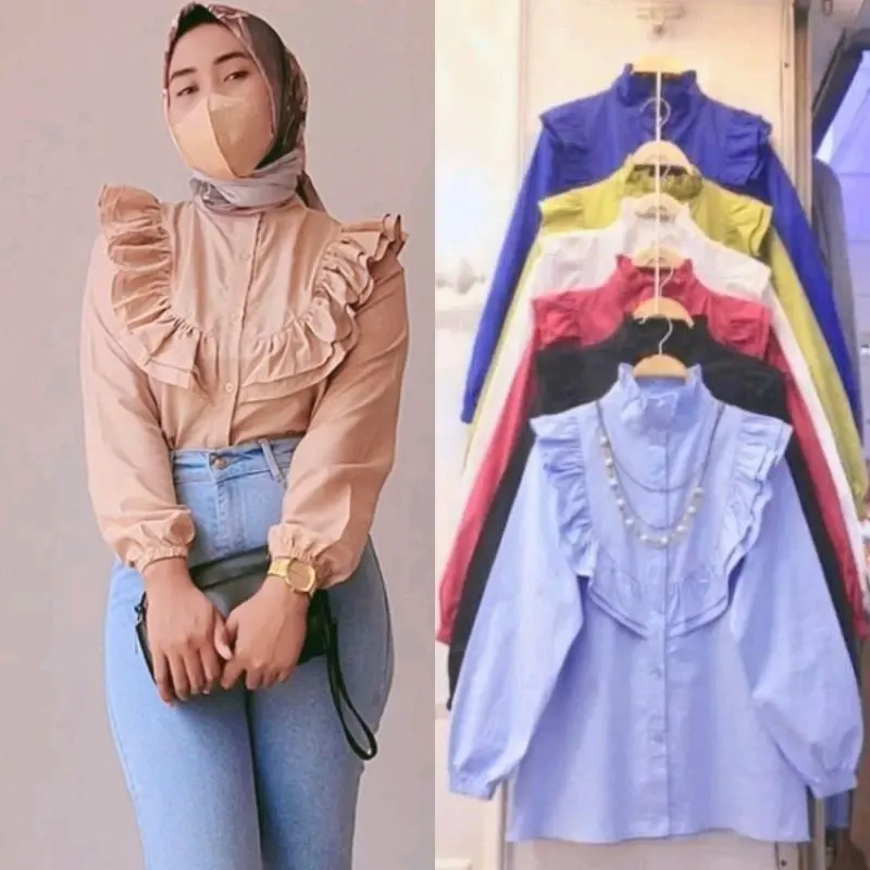 FELIA ATASAN WANITA/OUTFIT WANITA VIRAL/AMELIA BLOUSE Casual Katun Panjang 6