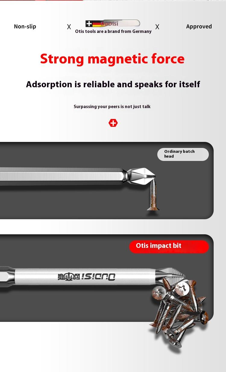 Product Introduction of Tungsten Steel Strong Magnetic Bullet Head Electric Screwdriver Anti-Slip Electric Screwdriver Hex Shank Hand Drill Extended Bit Set 10