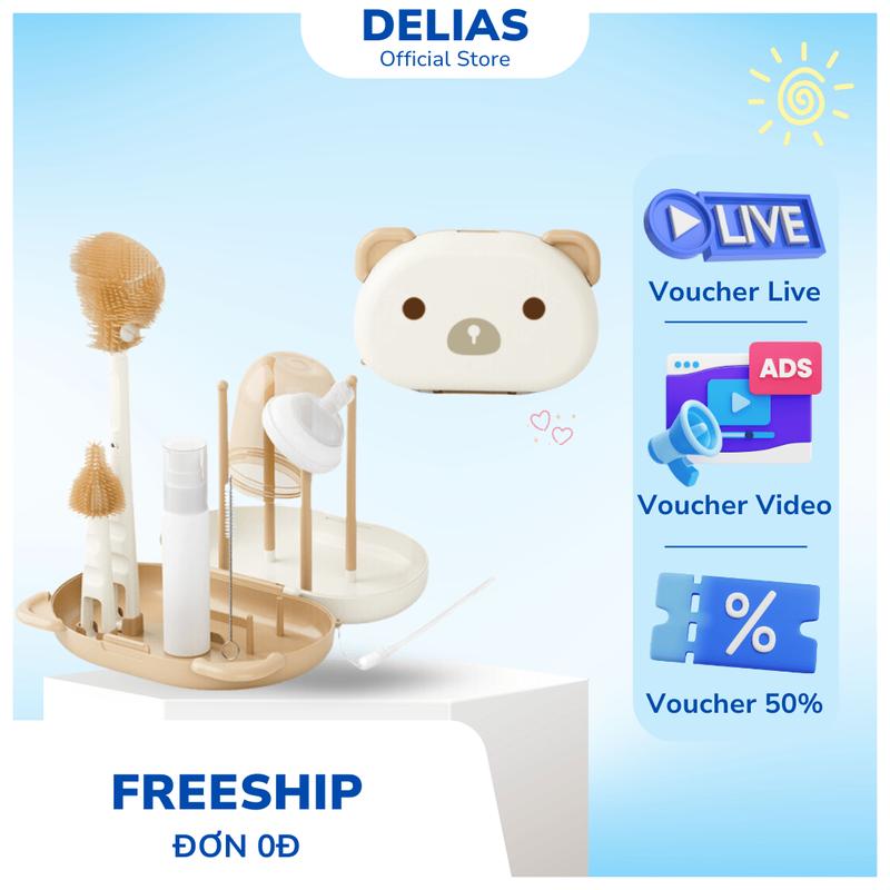 Bộ Cọ Rửa Bình Sữa Kháng Khuẩn Đa Năng 6in1 BrushSet - Bộ Rửa Bình Sữa Gồm Hộp Đựng, Giá Phơi Bình Sữa, Que Rửa Bình Sữa, Que Rửa Núm Ti, Que Rửa Ống Hút, Bình Chiết Dung Dịch - Cọ Bình Sữa Đa Năng Thiết Kế Thông Minh, Rửa Mọi Ngóc Ngách Cho Bé