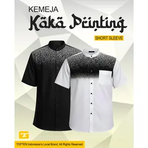 TOPTEN Kemeja Koko Pria Lengan Pendek Bahan Katun Variasi Printing Warna Varian