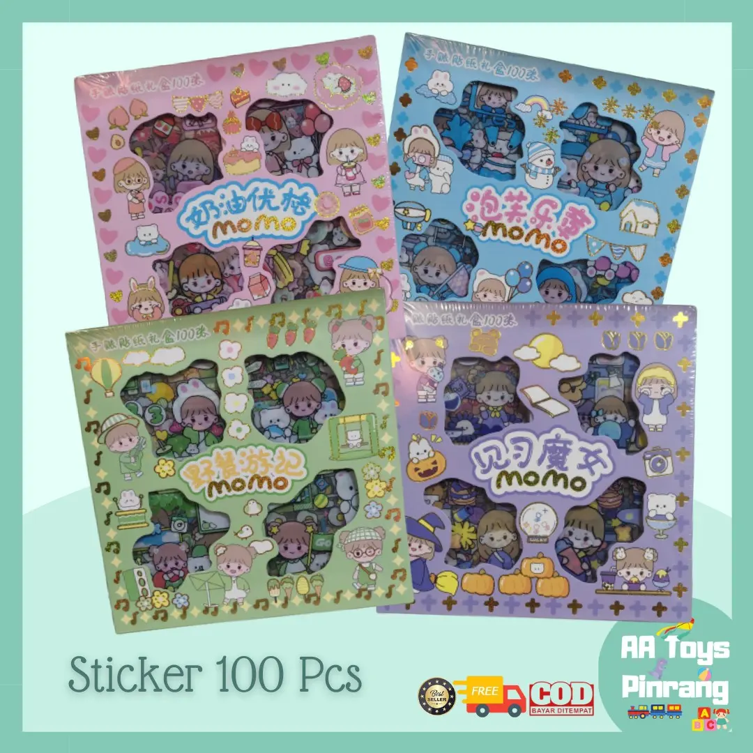 STIKER AESTHETIC 100 LEMBAR STIKER MOMO BOX
