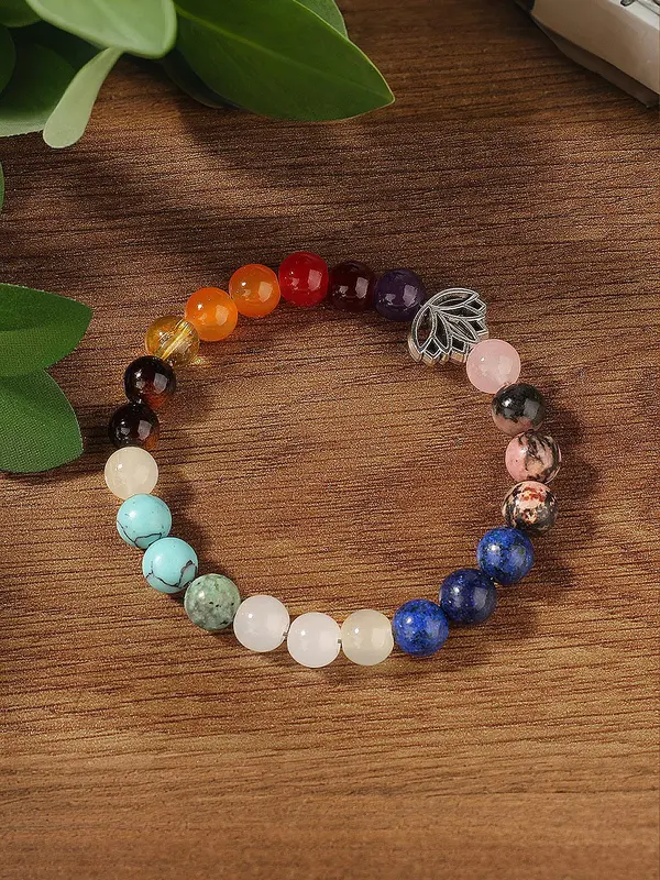 7 Chakra Non-natural Crystal Gemstone Beads Bracelets, Spiritual Jewelry for Sports Leisure Yoga, Unisex Chakra Balance Gift with Mystic Energy 5