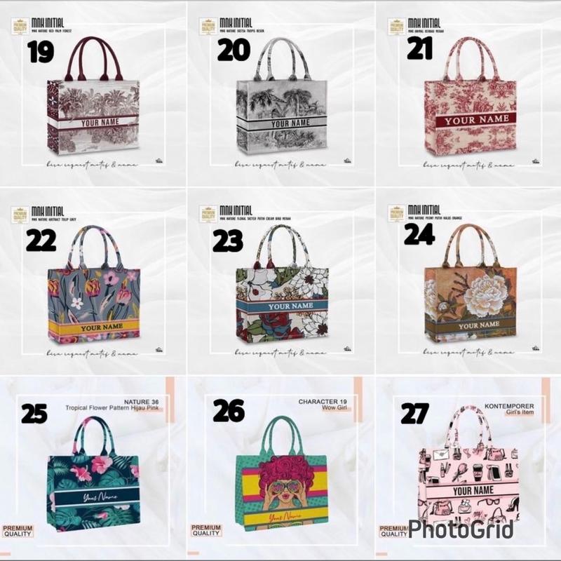 Totebag Kanvas MNK BAG PO Printing dengan Penutup Resleting dan Kancing Magnet Wanita - Ukuran Kecil, Medium, dan Besar - Kpop tote  bags 3