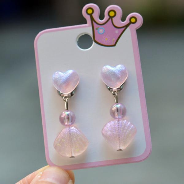 Product Introduction of Ear Clip No Pierced Student Cute Shell Jelly Love Decorative Earrings Little Girl Girl Ear Rings 17