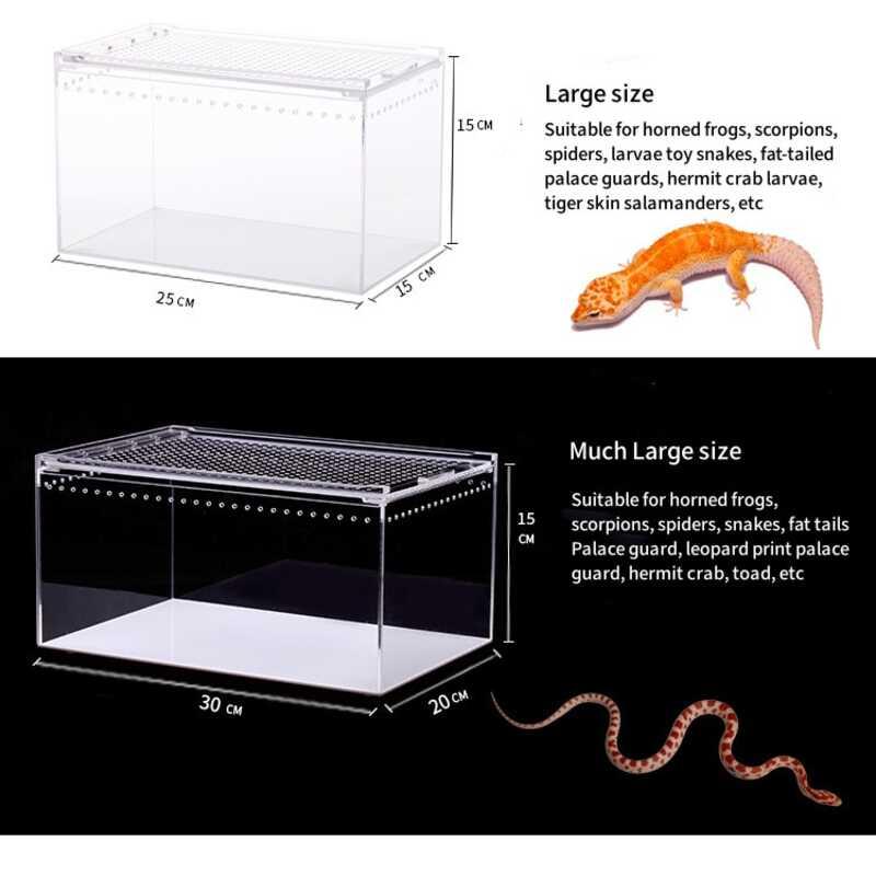 Product Introduction of Transparent Acrylic Reptile Breeding Box Lizard Amphibian Spider Terrarium Leak proof Habitat Arboreal Tarantula Enclosure 27