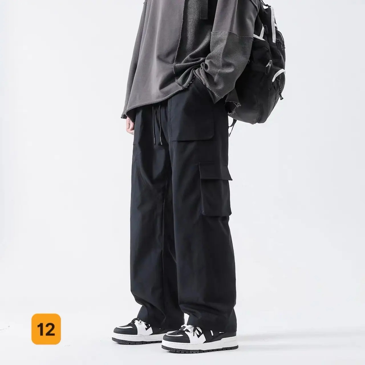 Quần Jogger Kaki Nam Ống Rộng Túi Hộp Màu Đen - Chất Kaki Phong Cách Thời Trang Cá Tính Thoải Mái JG12 Menswear Pants