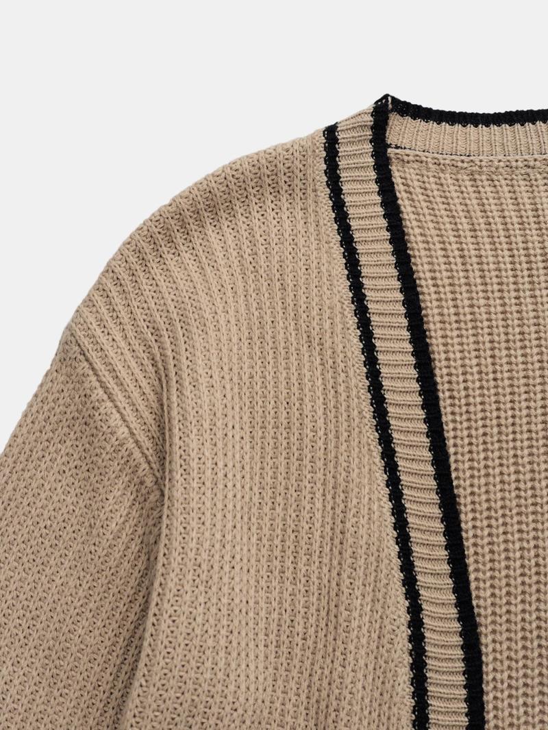 Product Introduction of YOZY Women's Contrast Binding Drop Shoulder Cable Knit Cardigan, Casual Long Sleeve Pocket Open Front Knitwear for Fall & Winter, Fashion Ladies' Knit Clothing for Daily Wear 11