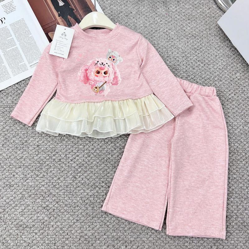 8-40kg Bộ Len tăm dài bé gái phối béo Sam kids baby three, cotton mẻ mùa hè, quần áo trẻ em cao cấp Thun