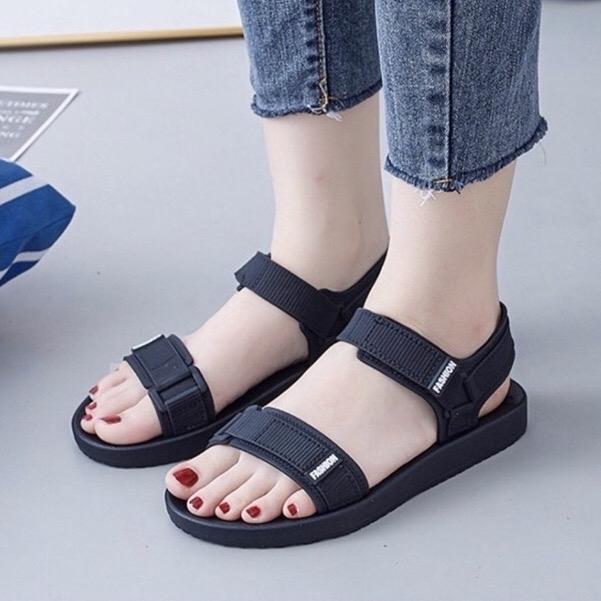 002 Giày sandal nhựa quai ngang chất liệu cao su, đi biển, đi mưa siêu bền chống trơn trượt. Shoes Nữ DéP Nhung Quai Chéo