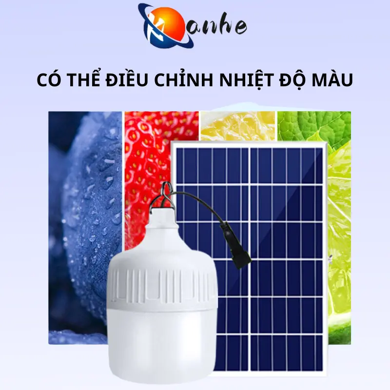 Bóng đèn năng lượng mặt trời 3 màu sắc chống nước trong nhà ngoài trời 50W 1000W 2