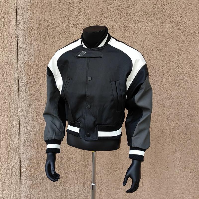 Áo Khoác Biker Vải Polyester - Form Ngắn Đến Eo - Phong Cách Năng Động