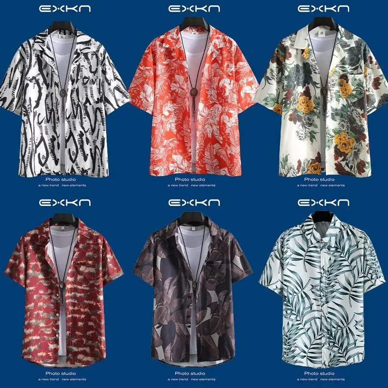 Áo Sơ Mi In Họa Tiết, Dành Cho Nam Giới, Mặc Mùa Hè, Cao Cấp, Đi Kỳ Nghỉ Bờ Biển Hawaii, Ngoại Cỡ, Dáng Rộng Vừa Vặn, ngắn Tay Áo, Hàng Mới Về Menswear 2