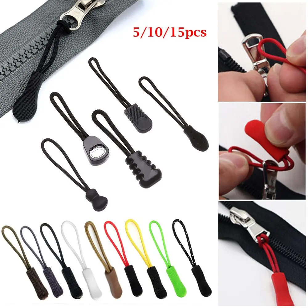 5/10/15pcs Hot Suitcase Tent Backpack Bags Clip Buckle Cord Rope Pullers Zipper Pull Zip Puller Replacement Ends Lock Zips
