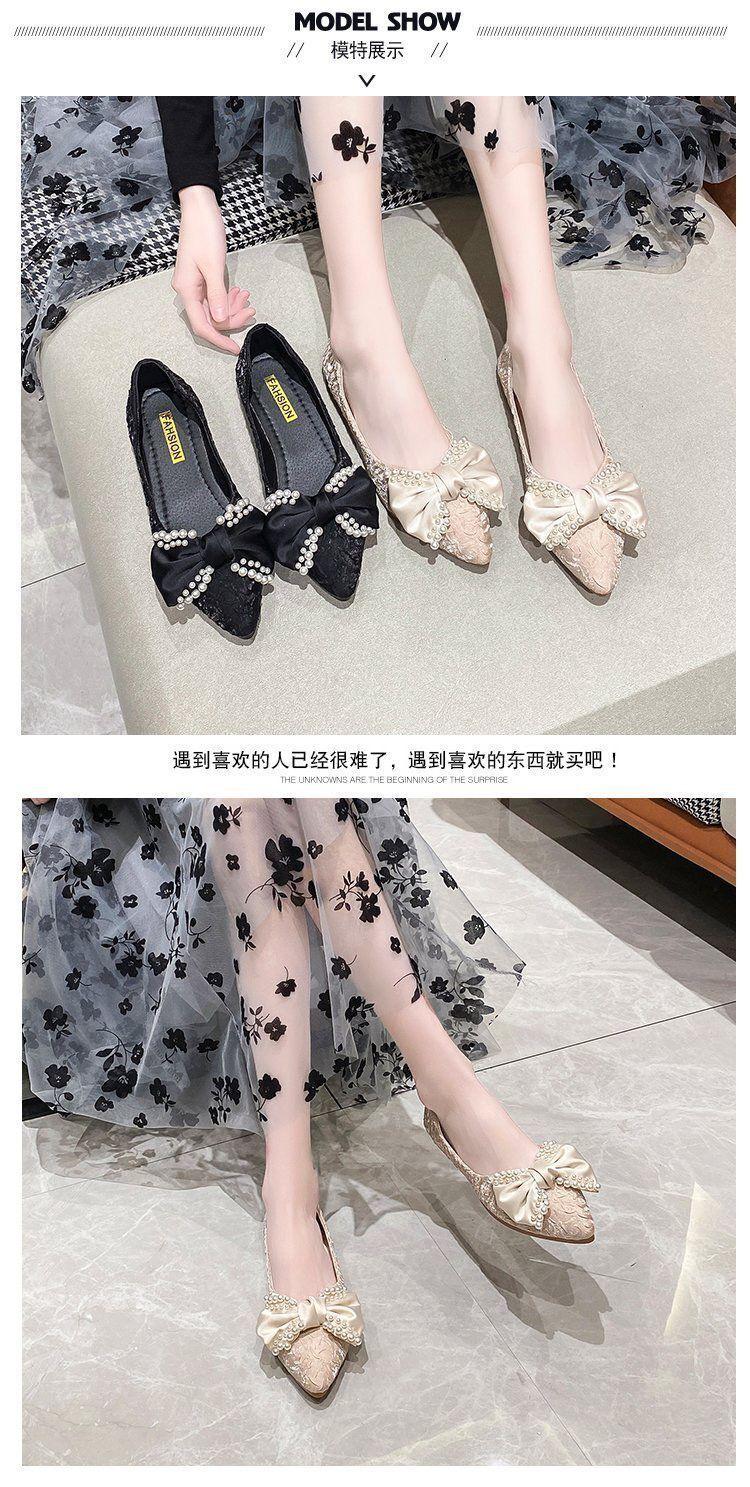 Product Introduction of Giày Thoáng Khí, Phổ Biến Cho Mùa Hè 2022, Thiết Kế Nơ, Nhẹ Nhàng Và Thanh Lịch, Phong Cách Hoang Dã, Cắt Nông Phong Cách Wanwan Lei, Gommino Nhọn, Dành Cho Nữ Shoes Giày Bệt 6