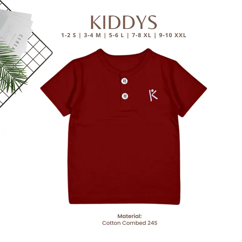 Kiddys Baju Kaos Bordir Pendek Kancing Pakaian Fashion anak Unisex Cotton Combed KA81 2