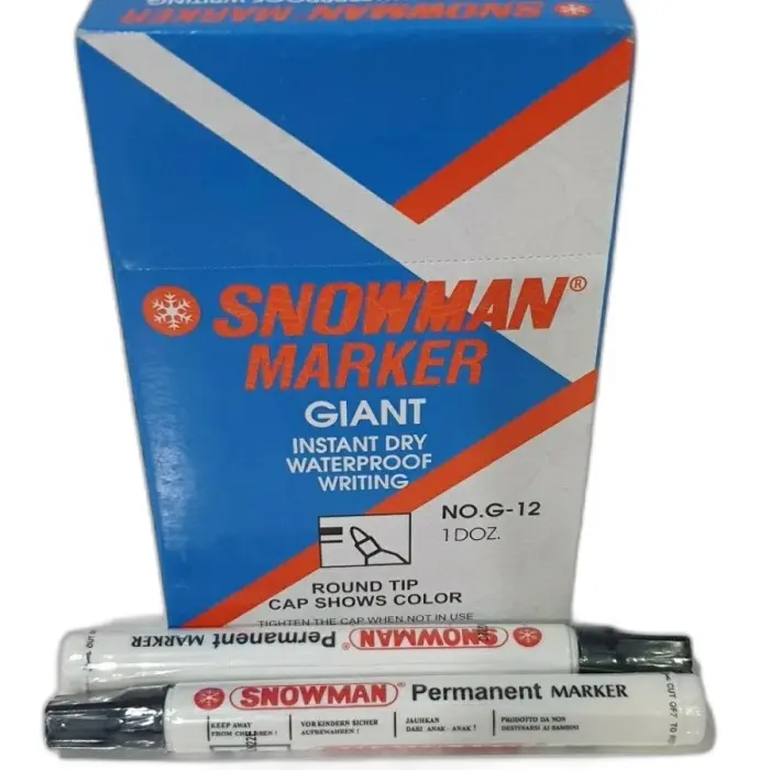 [ 12 pcs ] SPIDOL Giant Marker Snowman Hitam G12 Permanen Stationery 2