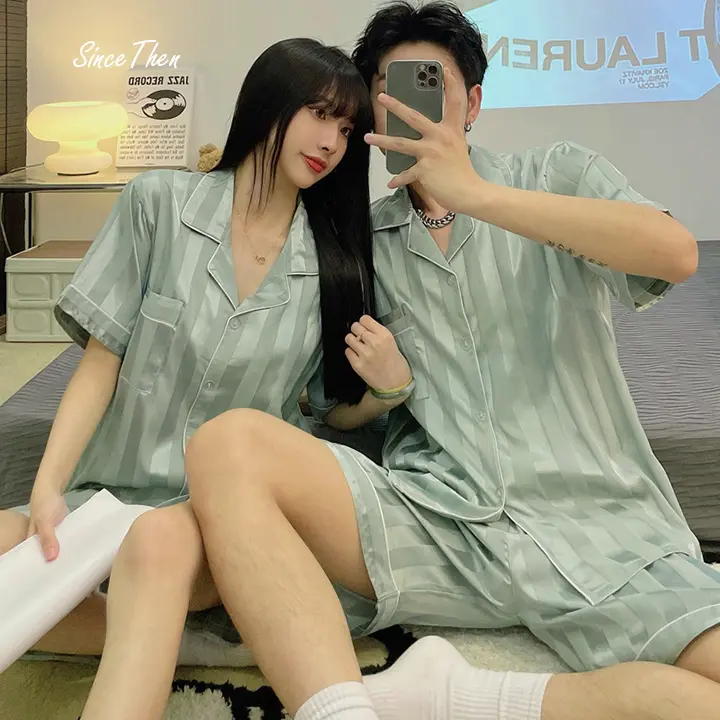 Đồ ngủ đôi ngắn tay vải lụa cao cấp - D0064XD Menswear
