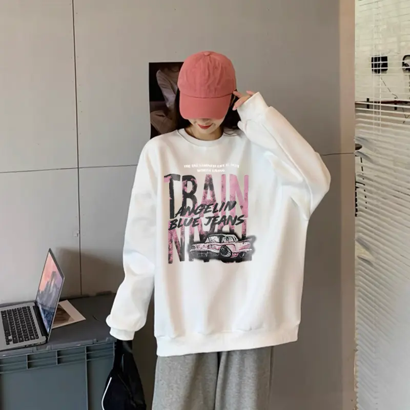 A1221 FORTEID.PRINT-Sweater Crop Lengan Panjang Oversized Street Style /Kaos Switer Wanita Korean Style Hoodie Atasan  crewneck Wanita cewek aesthetic sweater oversized 5