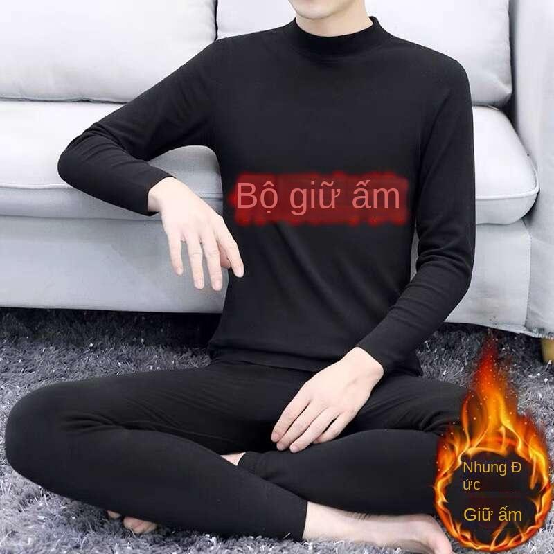 Bộ Đồ Đồ Lót Giữ Nhiệt Cho Nam, Lót Lông Cừu Dralon Hai Mặt, Dày Dặn, Cổ Giữa, Chống Lạnh, Chống Đóng Băng, Thích Hợp Cho Mùa Đông, Nhiệt Độ Sưởi Ấm 2