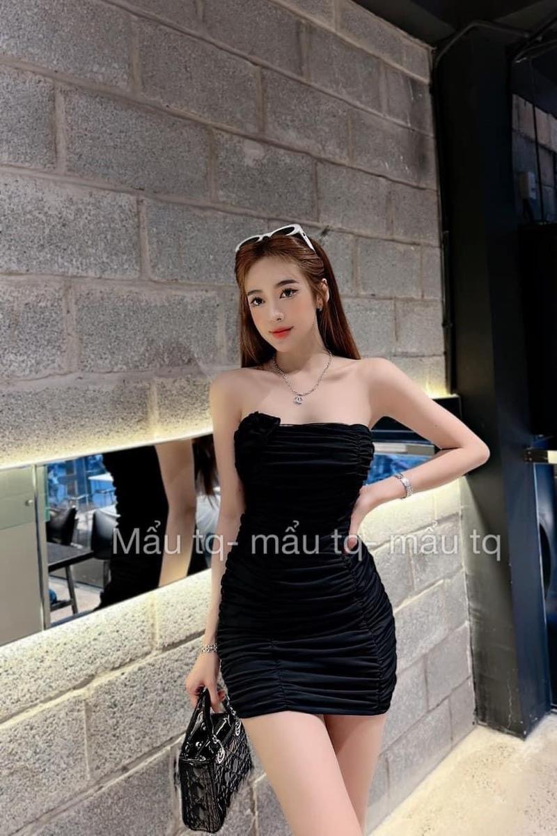 Product Introduction of Đầm Ống Đính Hoa 1 Bên - Có Mút - Ngắn Nhún Thân Ôm Body đầm  ống  - đầm ôm body váy dự tiệc váy xinh đầm nữ vaytet váy  tiệc vay sang váy  đỏ vaynoel đầm  body 9