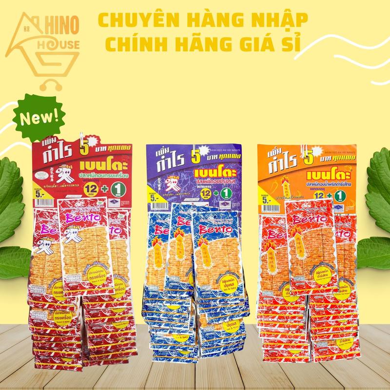 Lốc 12+1 Khô Mực Tẩm Cay Bento 1 Gói 5g Thái Lan Ăn Vặt Thơm Ngon Vị Cay - Hinohouse