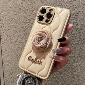เคสโทรศัพท์ เข้ากันได้กับ iPhone 16 Pro Max, Apple 15, 14, 13 Pro, ปกป้องเต็มรูปแบบ, กันกระแทก, ซิลิโคน Camellia เบาะลม, พร้อมสายคล้องมือ, ใหม่