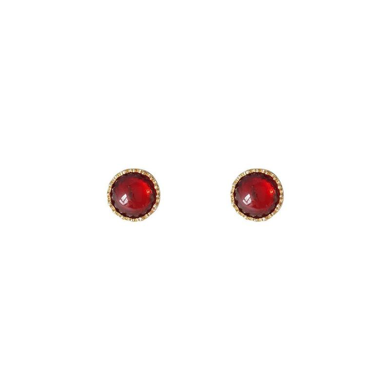 Product Introduction of Vintage Earrings Light Mid-Century Style Ankra Red Studs French Retro Earrings High-End Wine Red Jewelry 8