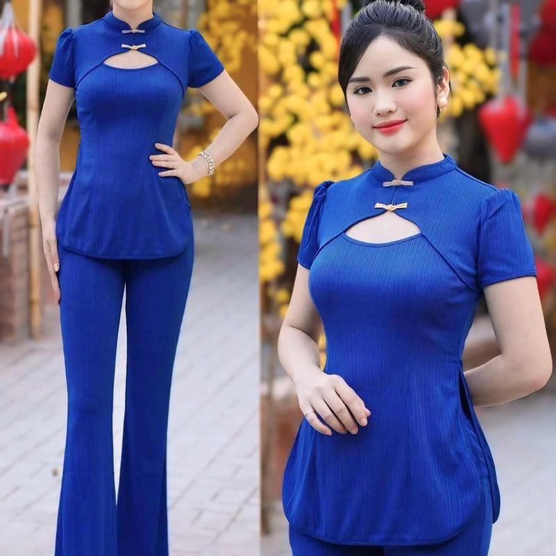 SÉT BỘ CỔ TIỀU THUN GẤM NHẬT PHỐI QUẦN ỐNG LOE CHANH SẢ Hàng về đủ Size 43-70kg 180k giảm còn 119k/1 bộ . Đặc biệt mua 2b miễn phí ship. Bao đẹp , kiểm tra hàng thoải mái. 1