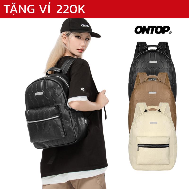  Balo chần trám da đi học ONTOP chống nước đựng vừa laptop 14.3 inches local brand nhiều màu LEVEL with Quilting | O-P40 