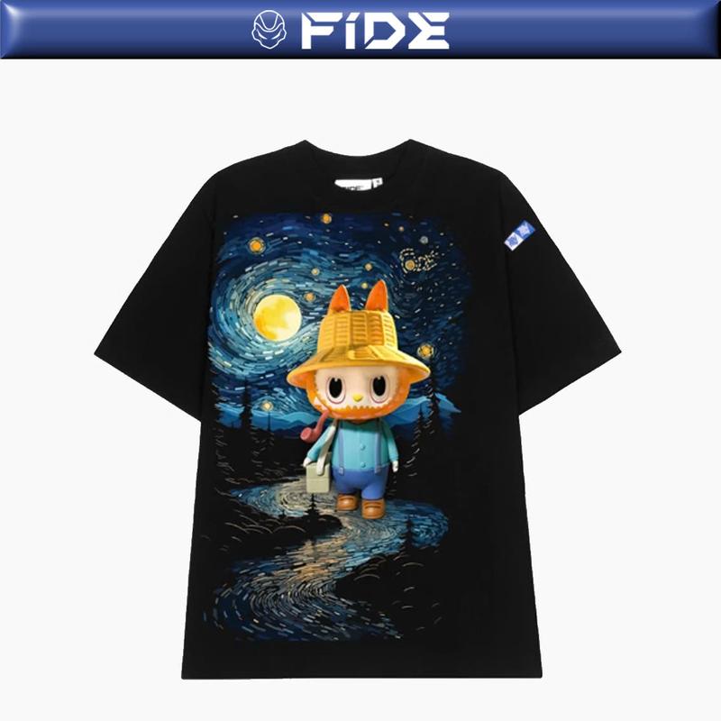 Áo thun FIDE LABUBU phông unisex form rộng local brand nam nữ cổ tròn oversize - AT77 Menswear Cotton