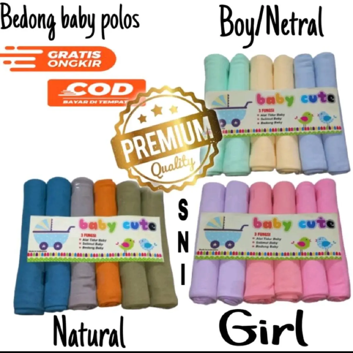 NAKITA Bedong Kaos Polos BabyCute SNI 3pcs Promo 11.11 Bayi newborn