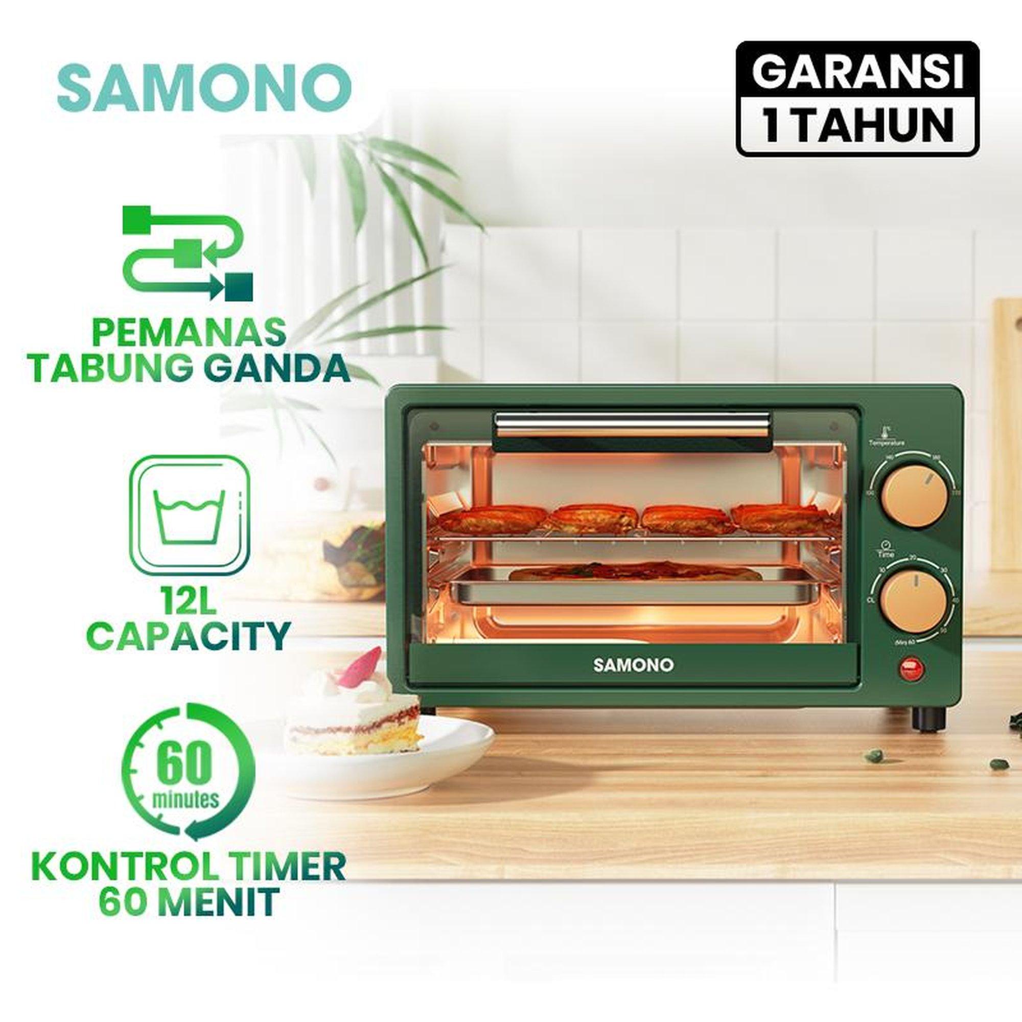 (EKSKLUSIF INDYTIARAS) Samono 750W Microwave Oven Elektrik Listrik 12 Liter Green [SW-EOG12]