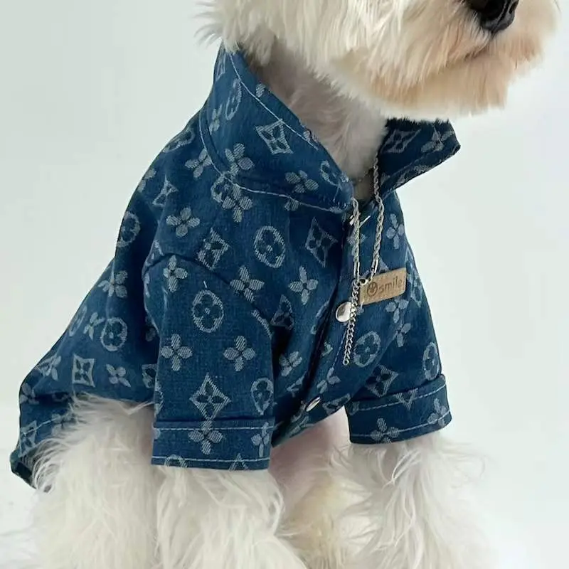 Áo Sơ Mi Denim Cho Thú Cưng, Dành Cho Chó Lớn, Lông Vàng, Quần Áo Cho Chó Samoyed Rẻ Tiền, Với Gấu Bông Và Chó Pomeranian, Thích Hợp Cho Mùa Thu Và Mùa Đông, Dày Dặn, Thương Hiệu Hợp Xu Hướng