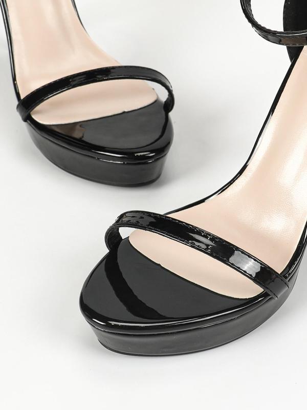 Women's Fashionable Sexy Flatform Heeled Sandals, 1 Pair Elegant Rhinestone Decor Patent Leather High Heel Sandals for Party, Daily Decor, Trendy All-match Heeled Shoes for Girls & Women, Valentine's Day Gift 4