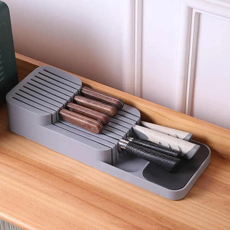 Kitchen Drawer Knife Storage Organizer, 1 Count Multi Grid Knife Storage Box, Knife Block, Kitchen Utensil Organizer, Kitchen Accessories 7