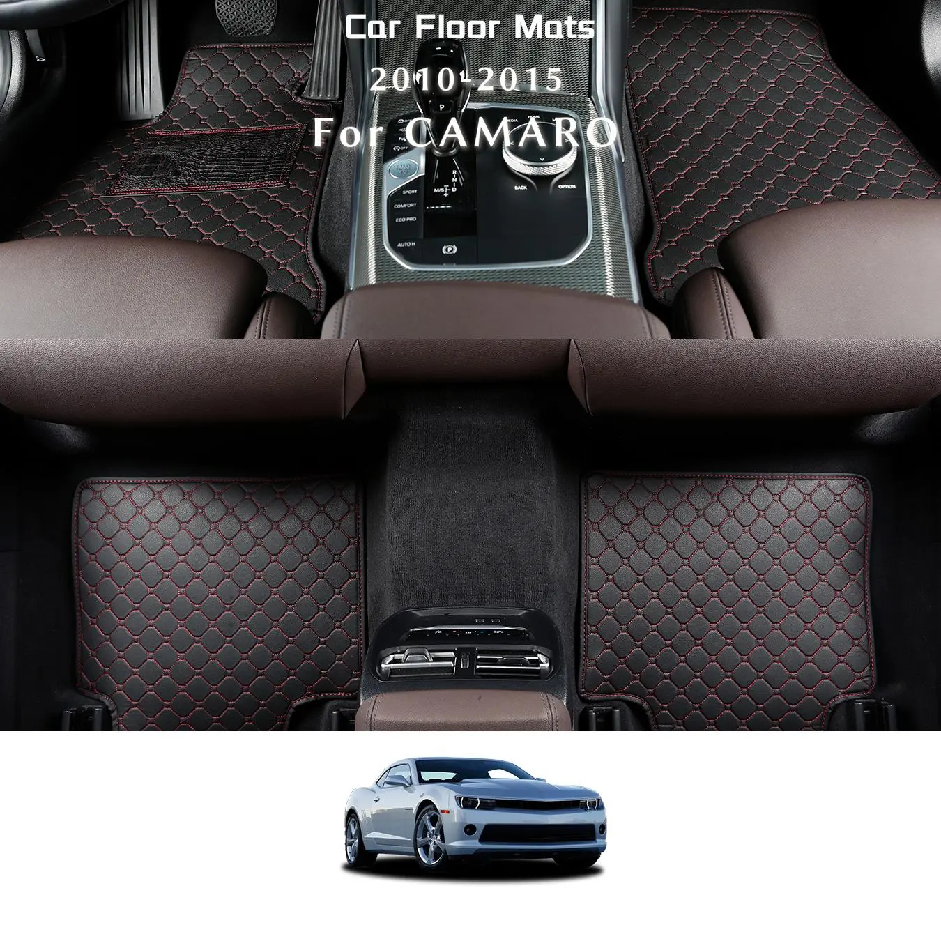 Car Floor Mat, PU Leather Car Floor Mat, Universal Car Interior Accessories for Chevrolet Camaro 2010-2015, Car Interior Accessories