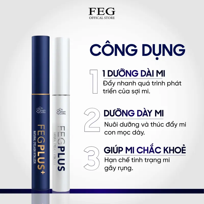 Combo Serum Dưỡng Mi [ KHÔNG KÈM QUÀ TẶNG] FEG Plus Stem Cells ngày và đêm không chứa Prostaglandins gây thâm mắt giúp mi dài và cong (5ml/lọ) Chuốt Mi 2