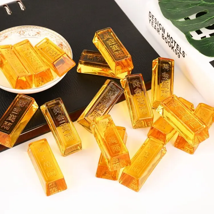 Yellow Crystal Glass, Colored Glaze, Gold Bar, Gold Brick, 10000 Liang of Gold, Home Decoration, Opening Ceremony Decoration