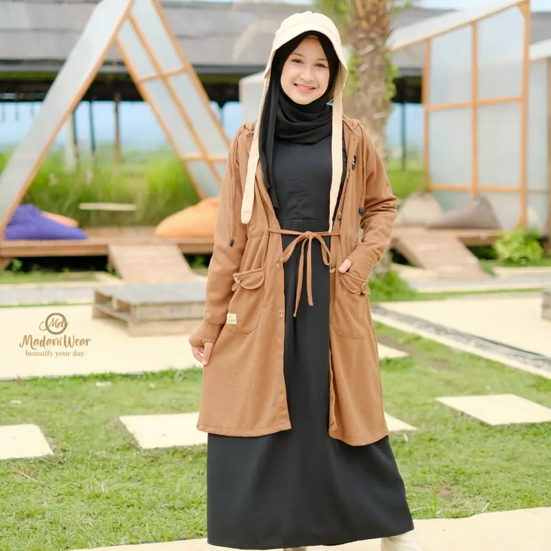 Jaket Panjang Hoodie Anak Cewe Outer Fashionable 10-12 Tahun Kekinian Modern Bahan Waffle Terbaru Cantik Hoodie Cewek 3