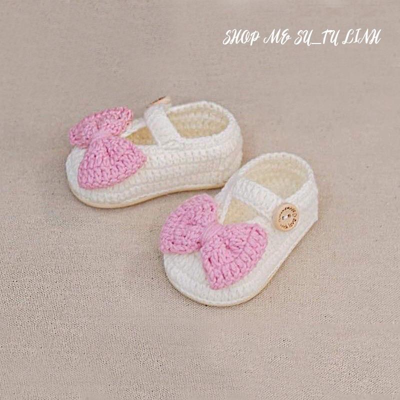 Giày Len Trẻ Em Móc Thủ Công Cho Bé Gái 0-12 Tháng