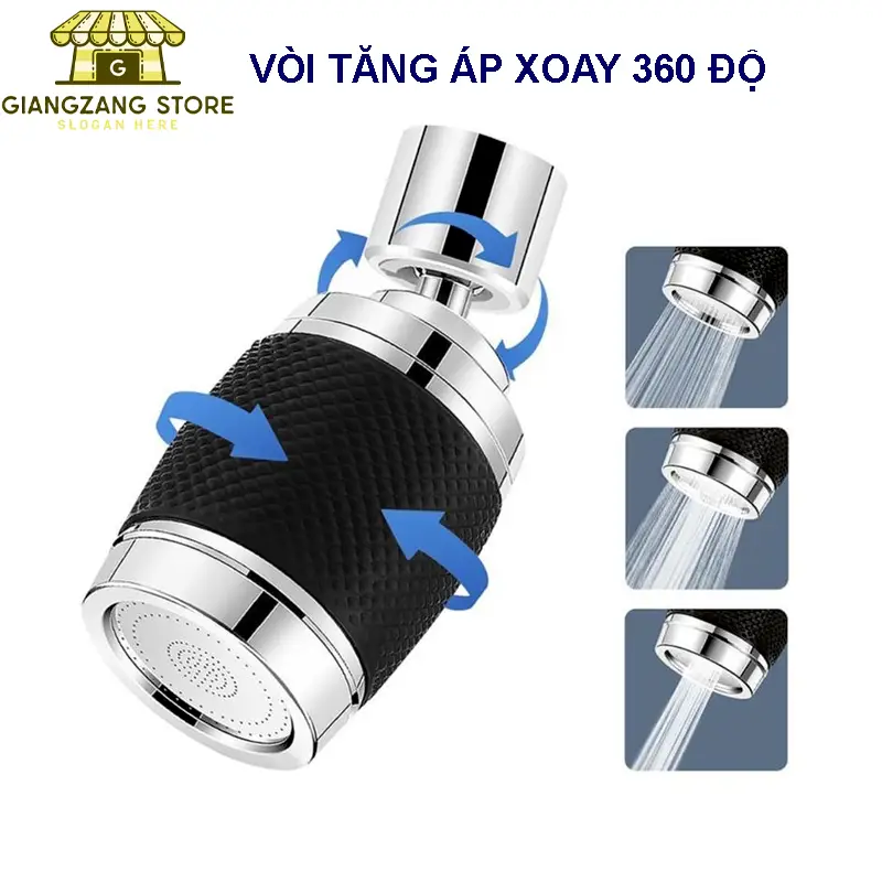 Bộ lọc vòi tăng áp 3 chế độ - xoay 360 độ  - chống bắn tung tóe xoay đa năng kiểu mới đa chức năng