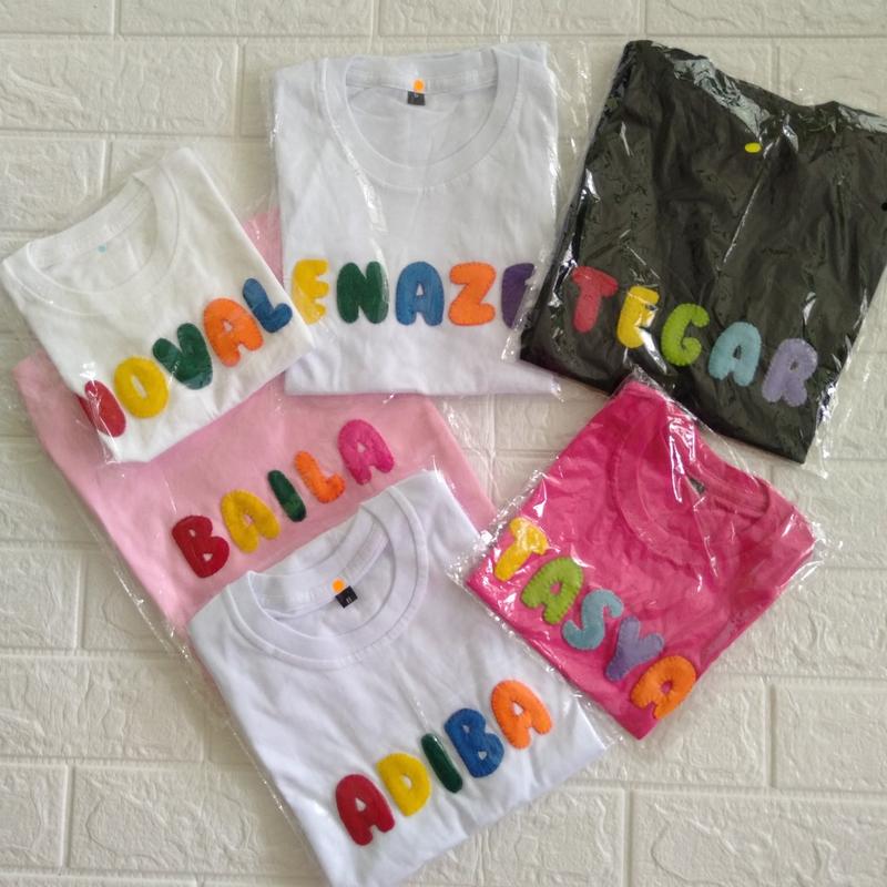 Product Introduction of kaos nama anak bahan Katun kombad adem untuk anak laki-laki dan perempuan usia 0-13 tahun lengan pendek 27