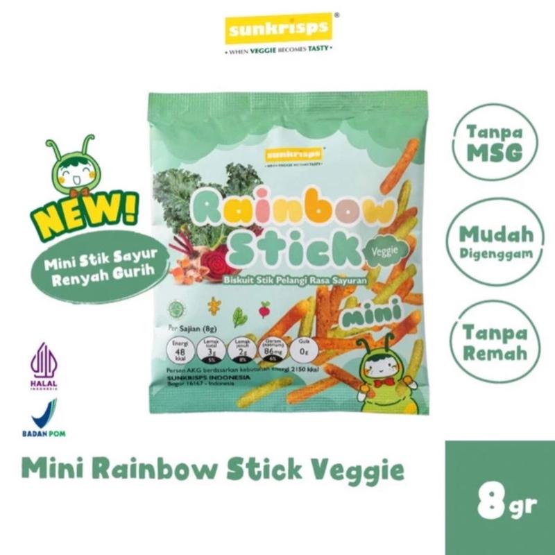 SUNKRISPS MINI RAINBOW STICK 8g | Stik Pelangi Snack Cemilan Sehat Bayi Anak 1