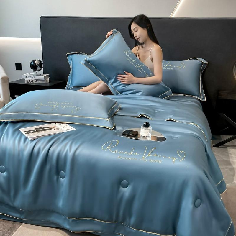 BỘ Chăn Ga Gối Lụa Chuẩn Hàng Nhập  Trọn Bộ Sét 5 Món  Gồm Mền chần Bông Tơ Tằm Mịn Mát  2 áo Nằm , 1 áo ôm  1 Ga bo chun bọc Nệm